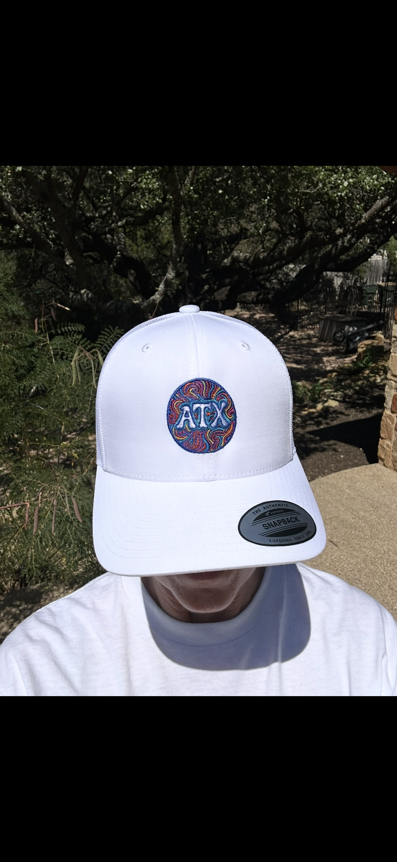 ATX Embroidered Trucker Hat | White Snapback Festival Cap | Austin Texas Unisex Hat