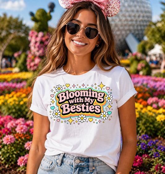 Blooming with My Besties Shirt | Cute Girls Trip Tee | Floral Friendship Shirt | Spring Festival Outfit | Bella Canvas Women’s Tee