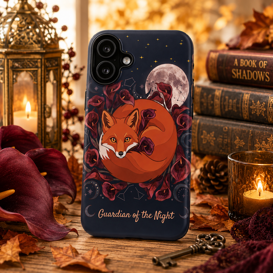 Guardian of the Night Fox Tough iPhone Case | Dark Academia Autumn Gothic Phone Case
