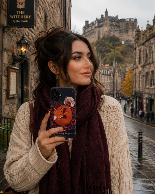 Guardian of the Night Fox Tough iPhone Case | Dark Academia Autumn Gothic Phone Case