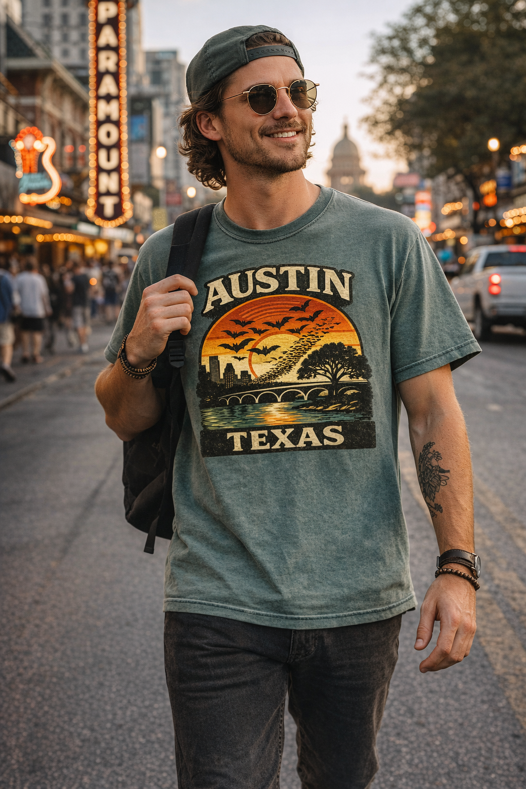 Austin Retro T-Shirt | Vintage Austin Texas Shirt | Organic Cotton ATX Music City Tee