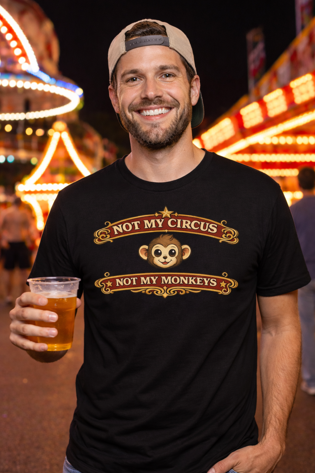 Funny Not My Circus Not My Monkeys Shirt – Sarcastic Humor Monkey Circus Graphic Tee, Gildan 64000