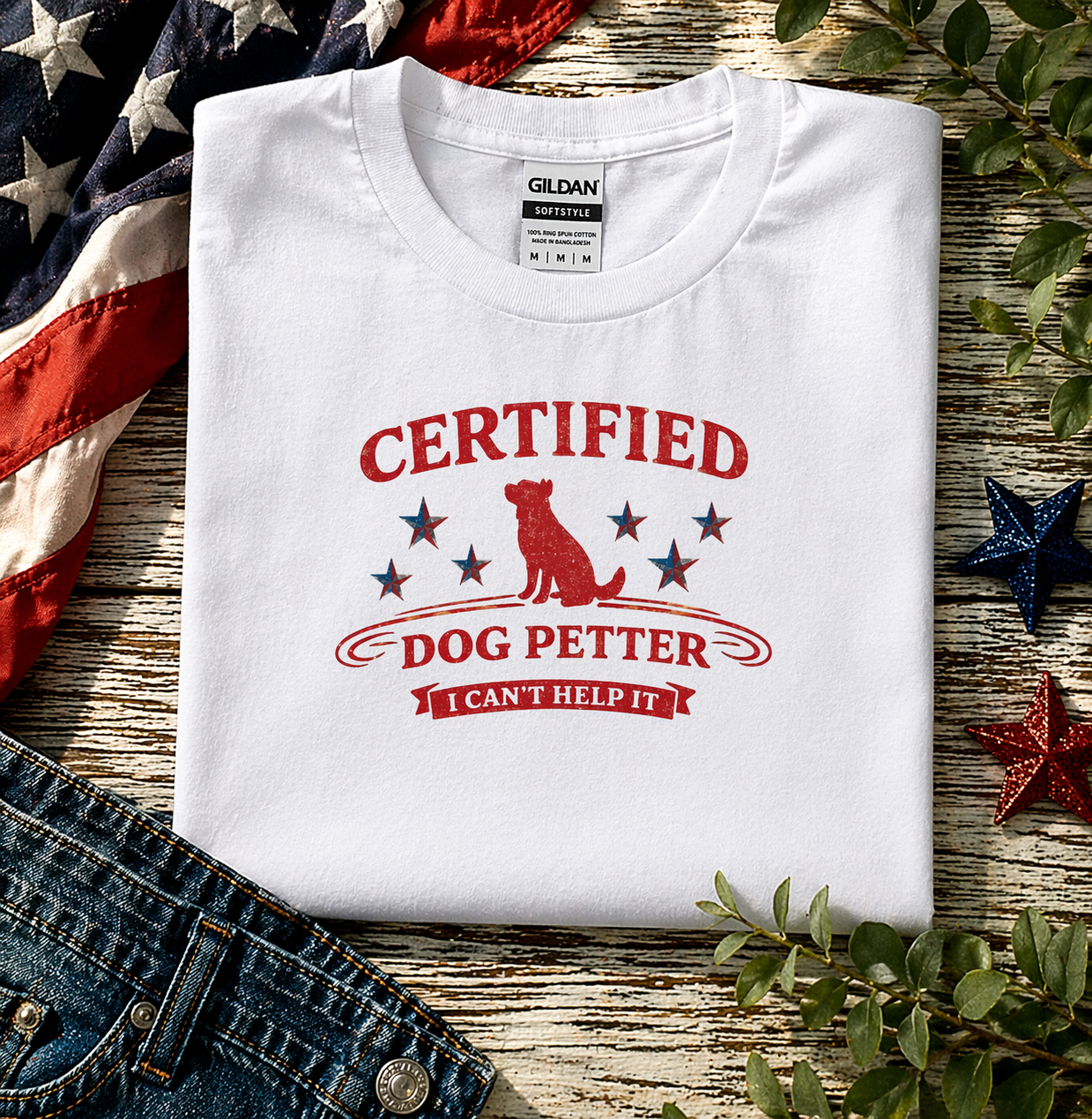 Certified Dog Petter Shirt – Funny Patriotic Dog Lover Tee | 4th of July & Memorial Day Shirt