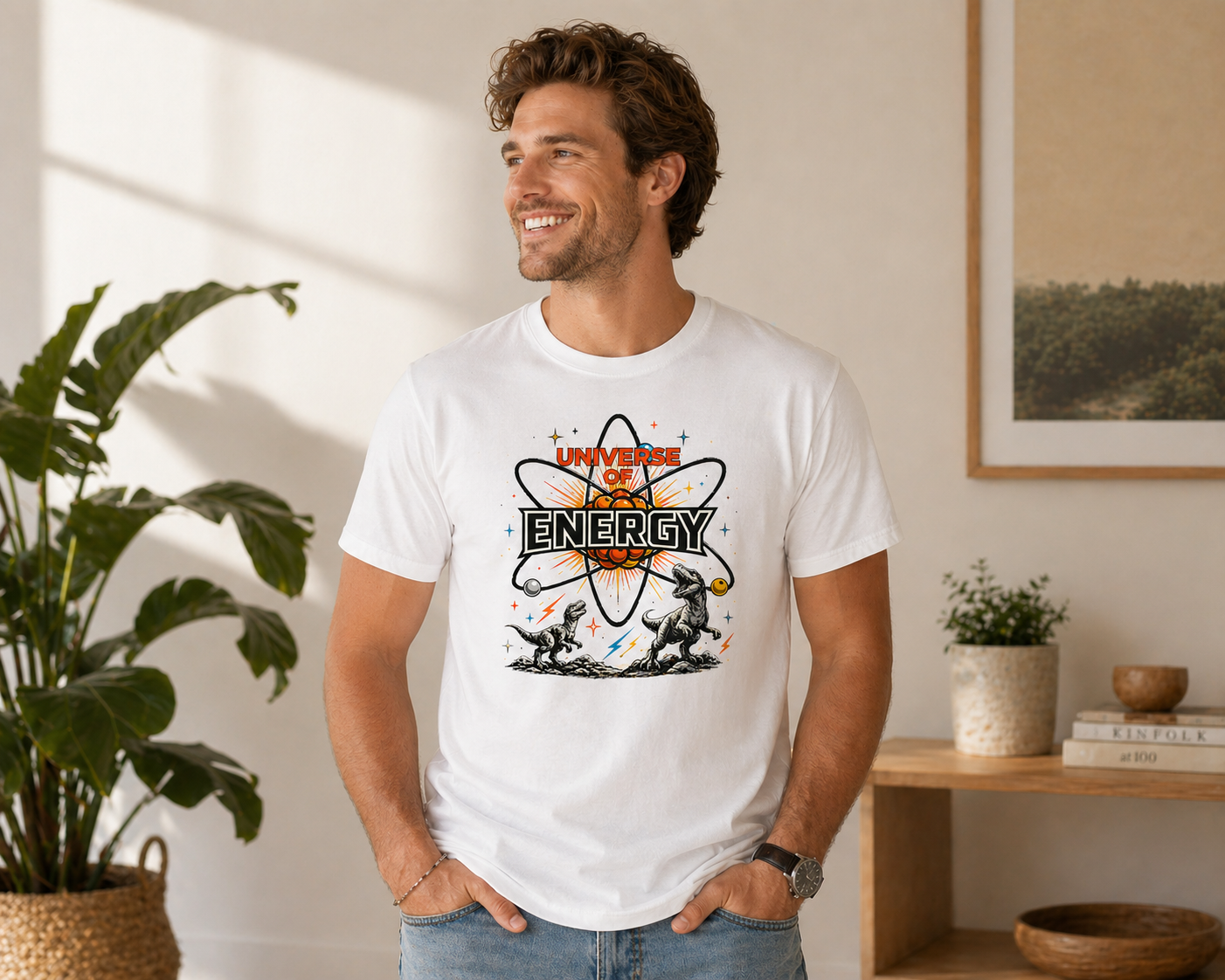 Retro Universe of Energy Dinosaur Shirt | Vintage Theme Park Ride Tee | Atomic Era Graphic T-Shirt