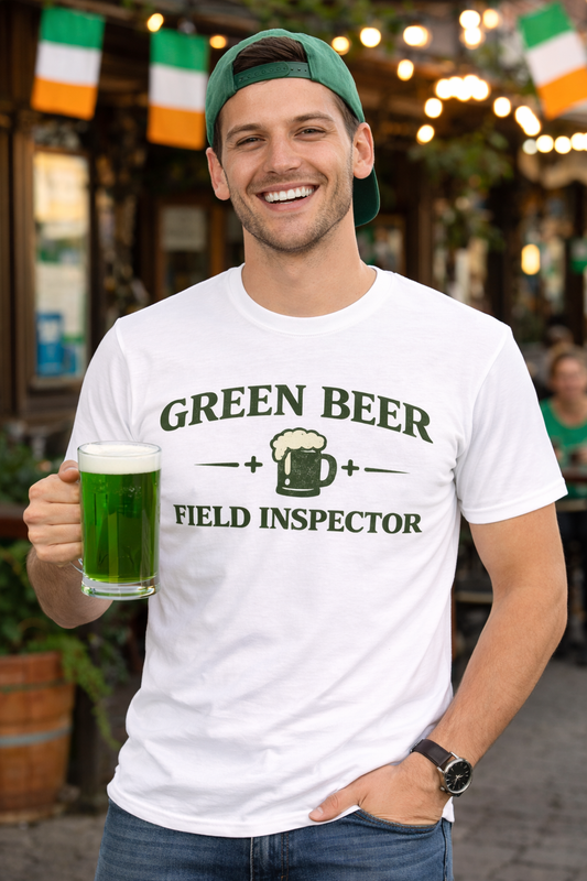 Green Beer Field Inspector Shirt, Funny St Patricks Day Tee, Beer Inspection Shirt, Irish Drinking Humor Tee, Gildan 64000