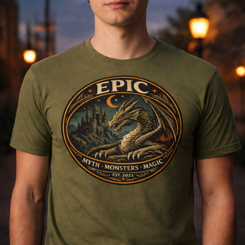 Epic Universe Dragon Shirt – Myth Monsters Magic Fantasy Tee – Dark Universe Inspired Gothic Dragon Castle Graphic Shirt