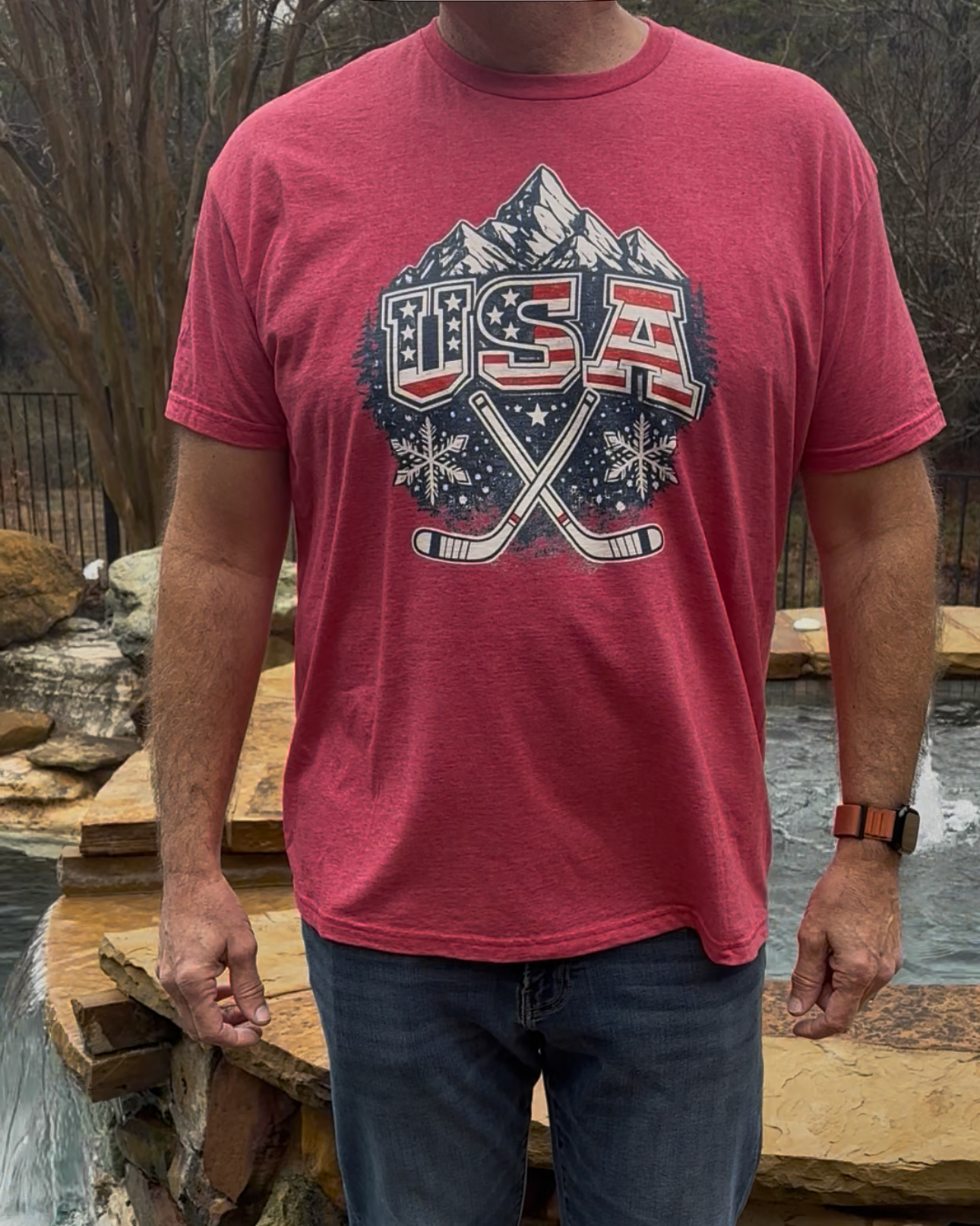 USA Ice Hockey T-Shirt – Patriotic Winter Sports Hockey Tee