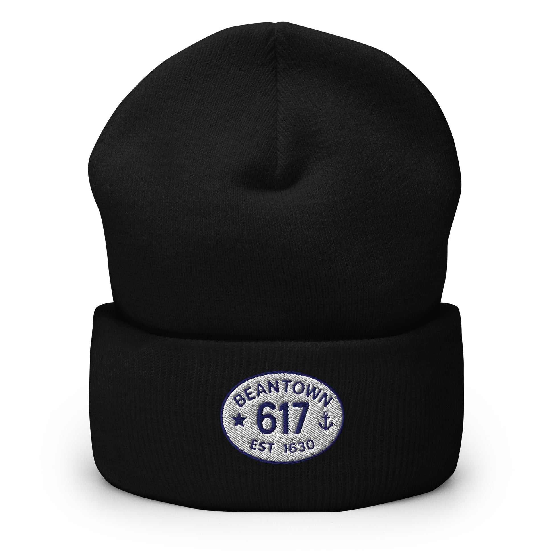 Black beanie with 'Beantown 617' logo on a white background