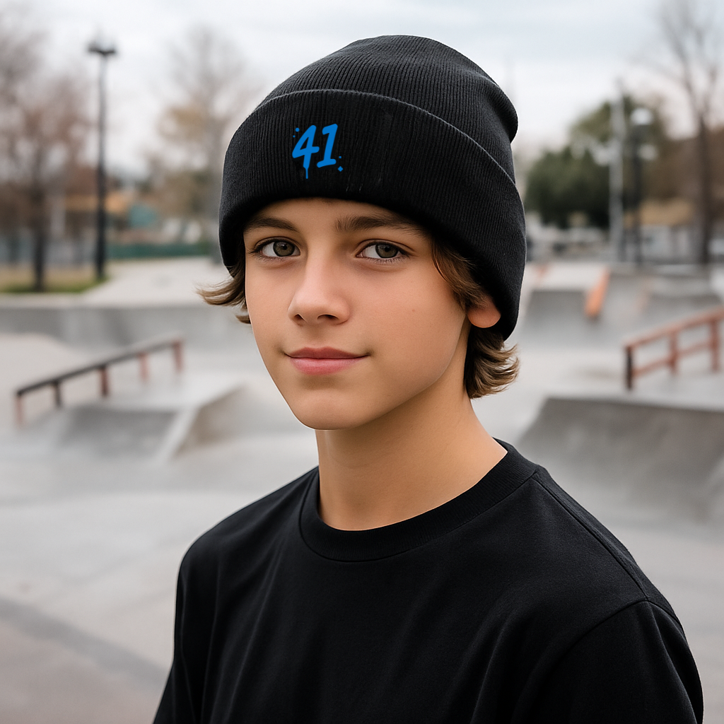 Viral "41" Beanie | Forty-One Meme Embroidered Slouchy Cap | Gen Alpha Slang