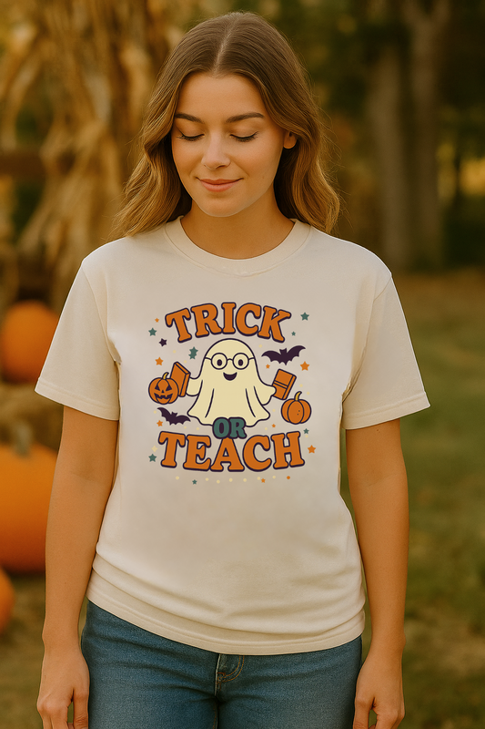 Trick or Teach – Cute Halloween Teacher Shirt – Bella + Canvas Women’s Fit