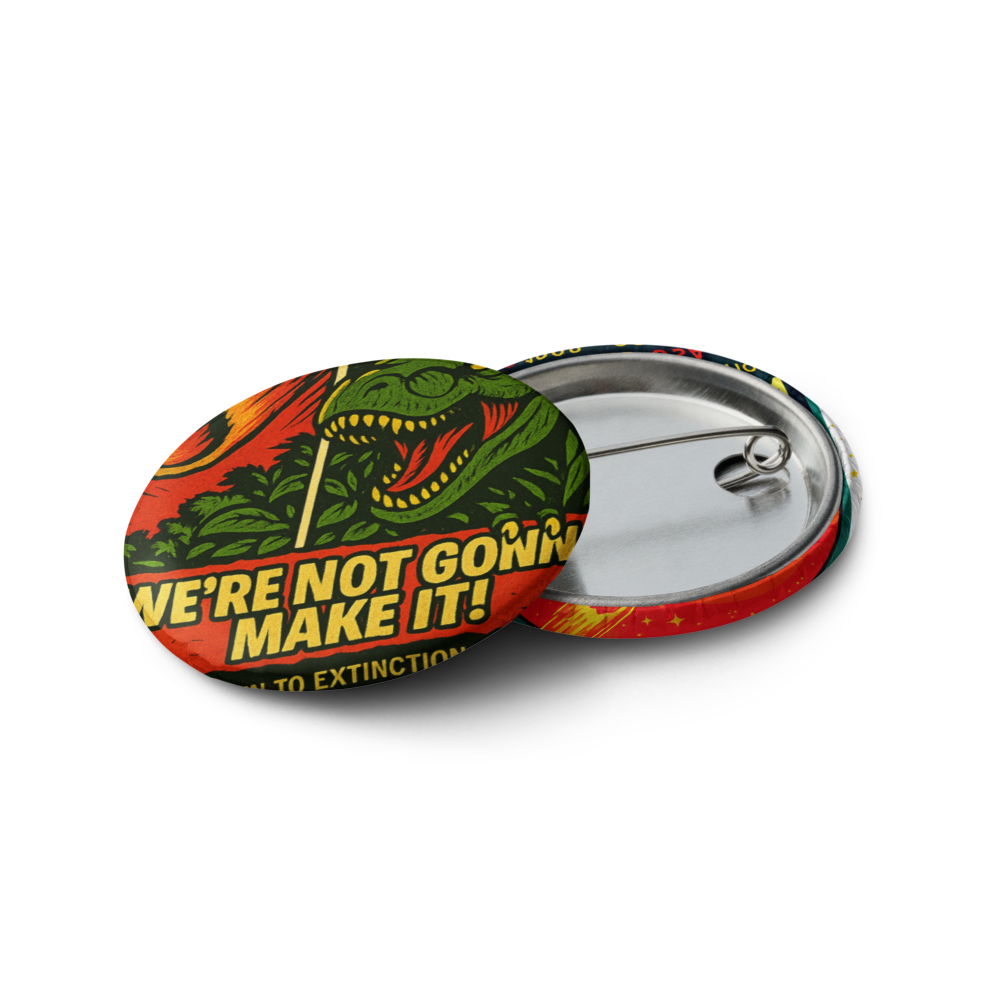 Dinosaur Ride Tribute Button Set: 5 Pack Retro Theme Park Pins | Countdown to Extinction Collectible 1.25"