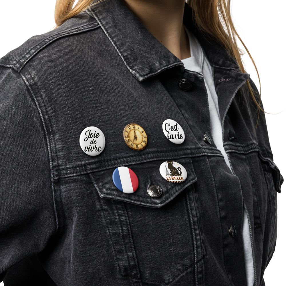 Paris Pin Set – French Aesthetic Button Collection (5-Pack) 1.25" or 2.25" pins
