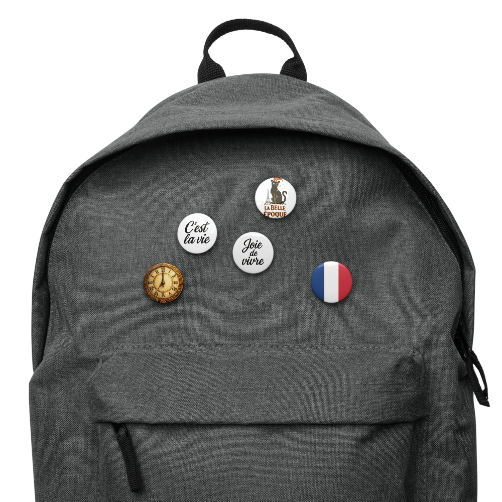 Paris Pin Set – French Aesthetic Button Collection (5-Pack) 1.25" or 2.25" pins