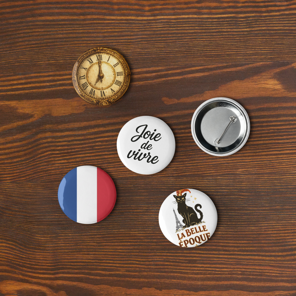 Paris Pin Set – French Aesthetic Button Collection (5-Pack) 1.25" or 2.25" pins