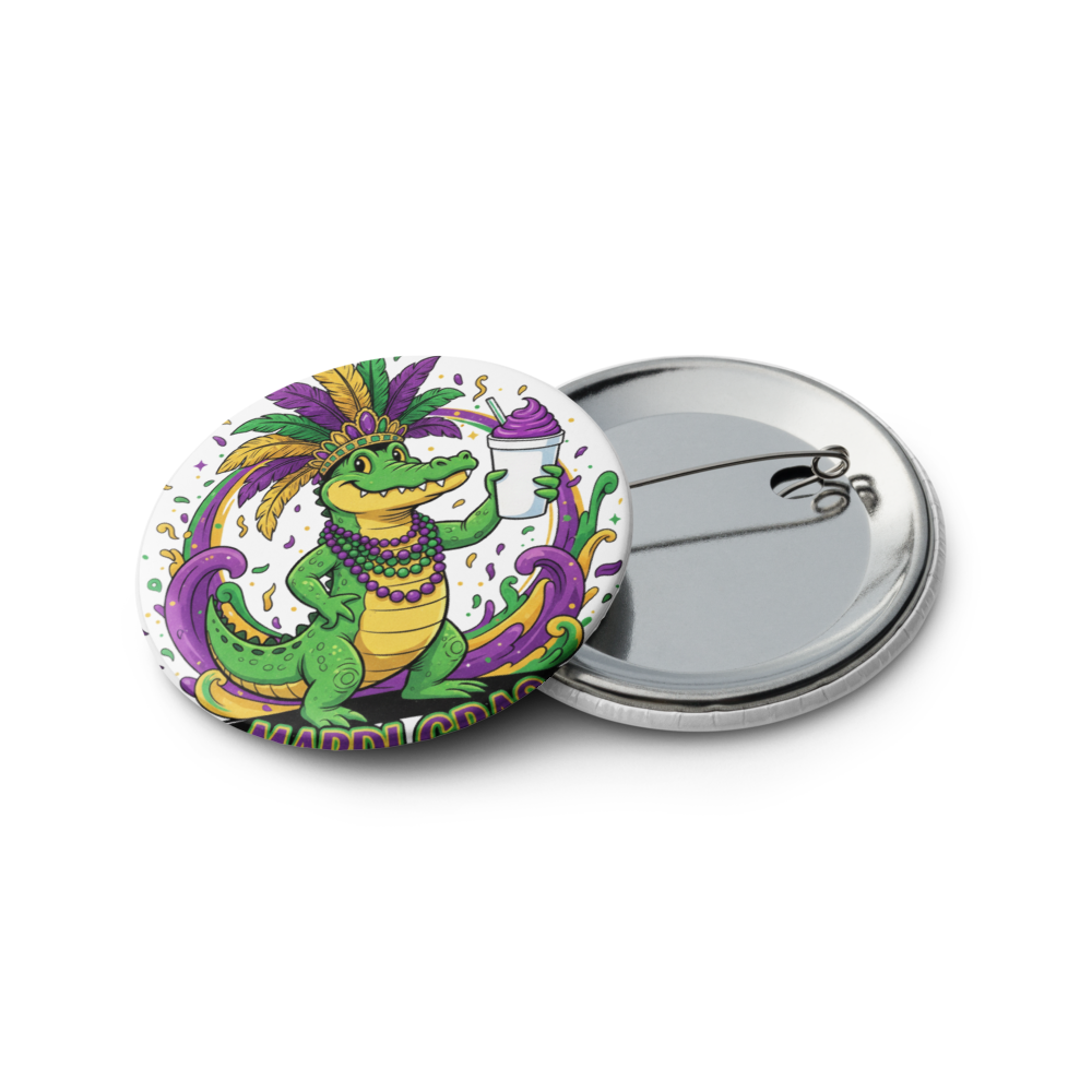 Mardi Gras Button Pins Set – New Orleans Carnival Purple Green Gold Pin Badges